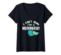 Womens I cant Run im a Mermaid I am Funny Fish Sea Sister Adult V-Neck T-Shirt