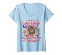 Women's I Can't Stop Having Gay Thoughts Cats Funny Pride LGBTQ V-Neck T-Shirt