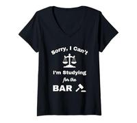 Women's I Can't Studying Bar Exam Law School Attorney Lawyers Grad V-Neck T-Shirt