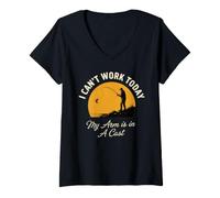 Women's I Can't Work Today My Arm is in A Cast Fishing V-Neck T-Shirt