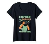 Womens I CAPTURE MOMENTS AND WEIRD FACES V-Neck T-Shirt