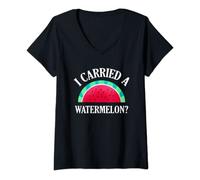 Womens I Carried a Watermelon? Funny Dancing V-Neck T-Shirt