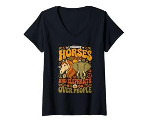 Women's I Choose Horses and Elephants Over People V-Neck T-Shirt