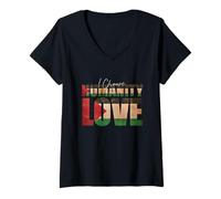 Womens I Choose Humanity Love Palestine Support V-Neck T-Shirt