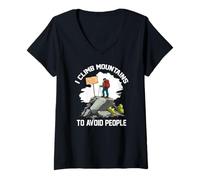 Womens I CLIMB MOUNTAINS TO AVOID PEOPLE V-Neck T-Shirt