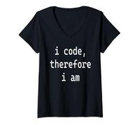Womens I Code, Therefore I Am V-Neck T-Shirt