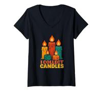 Womens I Collect Candles Funny Candle Addicts V-Neck T-Shirt