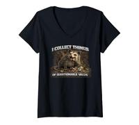 Women's I Collect Things Funny Feral Possum Gift V-Neck T-Shirt