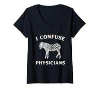 Women's I Confuse Physicians Funny Chronic Illness Zebra V-Neck T-Shirt