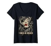 Womens I Could Be Meaner Medusa Goddess Snake Greek Mythology V-Neck T-Shirt