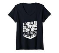 Women's I Could Be Sleeping Right Now Funny Sleepy V-Neck T-Shirt