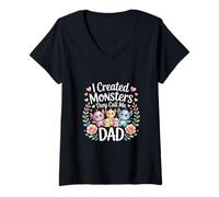 Womens I Created Monsters They Call Me Dad Father Parenting |--- V-Neck T-Shirt