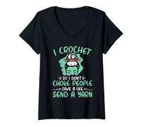 Womens I Crochet So I Don't Choke People Grandma Mom Crochet Queen V-Neck T-Shirt