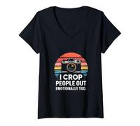 Women's I Crop People Out Emotionally Too Photo Joke V-Neck T-Shirt
