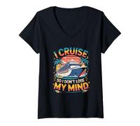 Womens I Cruise So I Dont Lose My Mind Cruise Vacation V-Neck T-Shirt