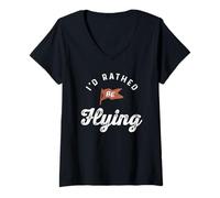 Women's I’d Rather Be Flying Aviation Quote V-Neck T-Shirt