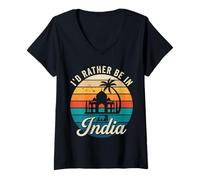 Women's I’d Rather Be in India V-Neck T-Shirt