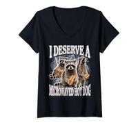 Women's I Deserve A Microwaved Hot Dog V-Neck T-Shirt