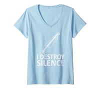Womens I Destroy Silence - Funny Dulcimer Players Music Humor Joke V-Neck T-Shirt