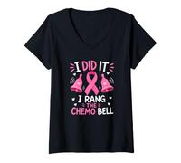 Women's I Did It I Rang The Chemo Bell Breast Cancer Survivor V-Neck T-Shirt