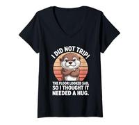 Womens I Did Not Trip The Floor Looked Sad I Thought It Needed Hug V-Neck T-Shirt