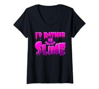 Womens I did Rather be Making Slime Funny Slime Lover Gift V-Neck T-Shirt