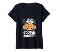 Women's I Did The Math The Answer is Chicken Nugget Cooking V-Neck T-Shirt