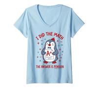 Women's I Did The Math The Answer is Penguin A Plus Paper V-Neck T-Shirt