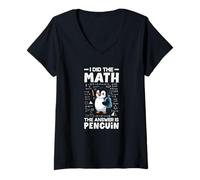 Women's I Did The Math The Answer is Penguin Cute Penguin Lover V-Neck T-Shirt