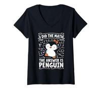 Women's I Did The Math The Answer is Penguin V-Neck T-Shirt