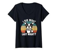 Womens I Did What Last Night Boston Terrier Boston terrier owner V-Neck T-Shirt