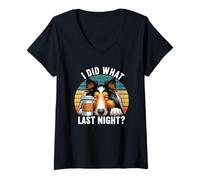 Womens I Did What Last Night Collie Longhair Collie Dog Collies V-Neck T-Shirt
