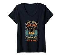 Women's I Didn't Choose The Cat Life Funny Pet Owner V-Neck T-Shirt
