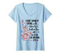 Womens I Didn't Grow Up Saying With Liberty and Justice for All USA V-Neck T-Shirt
