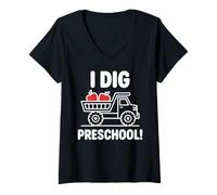 Womens I Dig Preschool Cute Truck Apples Kids V-Neck T-Shirt
