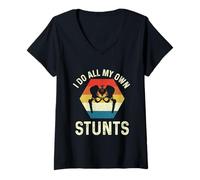 Womens I Do All My Own Stunts - Hip Replacement Surgery Recovery V-Neck T-Shirt