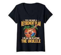 Women's I Do Have a Retirement Plan I Plan on Playing The Ukulele V-Neck T-Shirt