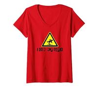 Womens I Do My Own Stunts Trip Hazard Warning Sign V-Neck T-Shirt