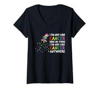 Women's I Do Not Like Cancer Here There or Anywhere Colorful V-Neck T-Shirt
