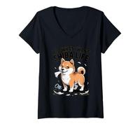 Womens I Do What I Want - Shiba Life Retro Cartoon Dog V-Neck T-Shirt