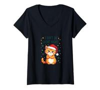 Womens I Don’t Do Silent Nights - Funny Christmas Cat V-Neck T-Shirt