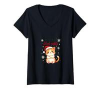 Womens I Don’t Do Silent Nights - Funny Christmas Cat V-Neck T-Shirt