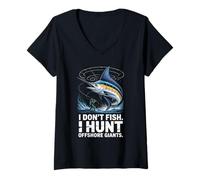 Womens I Don’t Fish I Hunt Offshore Giants Summer Saltwater Fishing V-Neck T-Shirt