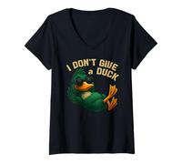 Womens I Don’t give a Duck Funny Design chill Animal Ducks Style V-Neck T-Shirt