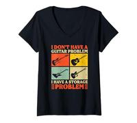 Women's I Don’t Have a Guitar Problem Funny Guitar Collector Storage V-Neck T-Shirt