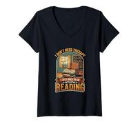 Women's I Don’t Need Therapy Reading Book Lover Literature Reader V-Neck T-Shirt