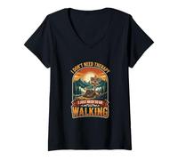 Women's I Don’t Need Therapy Walking Hiking Outdoor Trail Explorer V-Neck T-Shirt