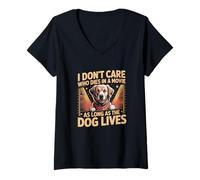 Womens I Don't Care Who Dies in A Movie As Long As The Dog Lives V-Neck T-Shirt