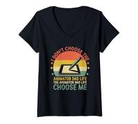Womens I Don't Choose The Animator Dad Life Choose Me Animate V-Neck T-Shirt