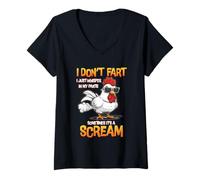 Womens I Don't Fart I Just Whisper In My Pants Chicken Humor V-Neck T-Shirt